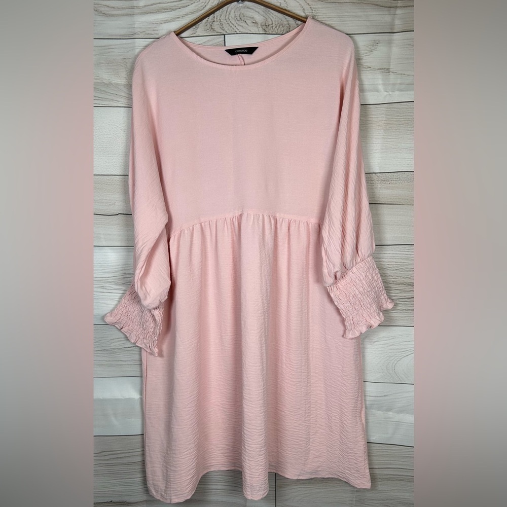 Dokotoo Adorable Pink Women's Dress. Long Sleeves- Cinched Wrist.